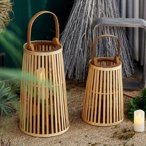 Pantalla de ratán de bambú Natural artesanal, linterna de fibra Vintage para decoración, sala de estar, mimbre de ratán decorativo - Product Image 1