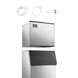 Macchina per il Ghiaccio Commerciale in Acciaio Inox da 26 Pollici, 800 Libbre/24h, Capacità di Stoccaggio 60kg, Autopulente, con Programmazione - Product Image 1