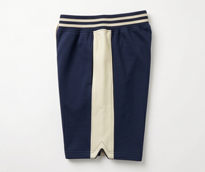 Pantalones Cortos Bermuda de Punto de Algodón Azul Marino para Hombre, Cintura Media, Cordón Ajustable, Casuales, Transpirables, con Raya Lateral - Product Image 4