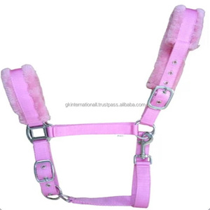 Harnais de cheval en nylon rembourré en fourrure de vison douce, double couche et surpiqûres, de luxe, aux couleurs vives, avec ferrures en nickel. - Product Image 2