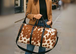 Sac de voyage week-end en cuir de luxe avec fourrure, vintage, grande capacité, durable LHODB-0141 - Product Image 2