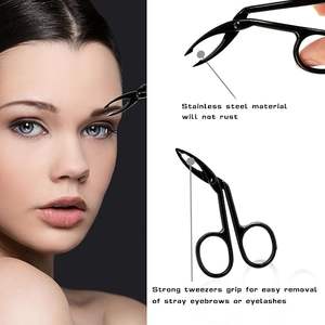 Pince à épiler en acier inoxydable de haute qualité avec manche ciseaux, ciseaux à sourcils biseautés et droits, ciseaux à sourcils pointus et tranchants - Product Image 5
