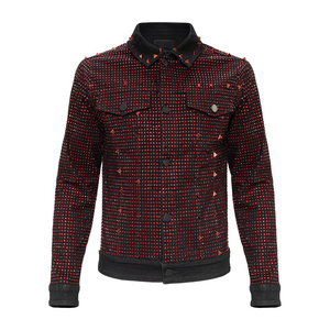 Nouvelle veste en jean élégante pour homme, 100% coton, personnalisable OEM, coupe-vent, respirante, séchage rapide, veste en jean pour homme avec strass - Product Image 1