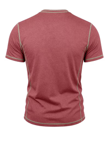 Camiseta Casual para Hombre, Color Granate, Manga Raglán, Cuello Redondo, Corte Regular, Tejido Ecológico, Bloques de Color, 180g - Product Image 5