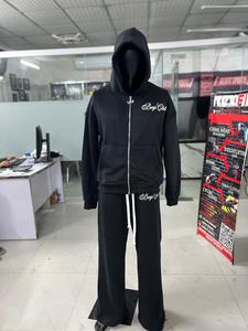 Modern Windbreaker <b>Tracksuit</b> Hooded <b>Tracksuit</b> Set Full Length Zipper Loose Fit Streetwear Athletic Wear With <b>Yellow</b> Logo Print - Product Image 3