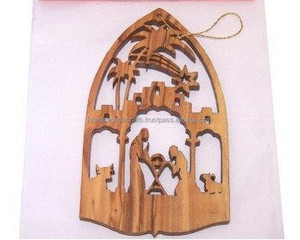 Grande scène de la Nativité en bois découpée au laser, ornement d'arbre de Noël personnalisé pour maison de vacances et décorations festives - Product Image 1