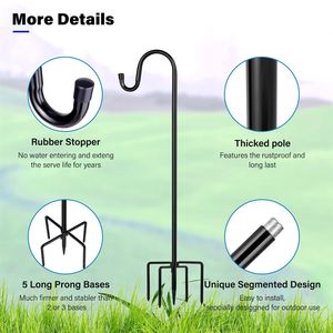 1 paquete de ganchos de pastor ligeros de 46 pulgadas para comederos de pájaros al aire libre, alimentador de linterna colgante con Base de 5 puntas para plantas de colibríes - Product Image 4