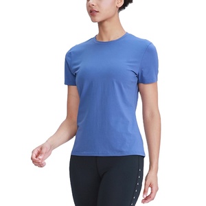 Vente en gros 100% T-shirts pour femmes noirs respirants à manches courtes en coton sérigraphie personnalisable vêtements de sport d'été - Product Image 3