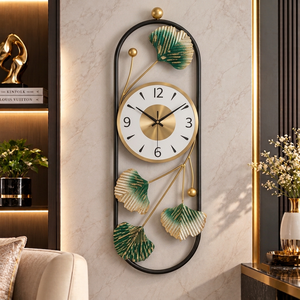 Horloge murale décorative Falah International, horloge murale en métal doré, décoration intérieure, salon, chambre à coucher, horloge suspendue, design floral - Product Image 4