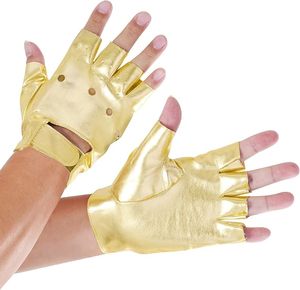 Guantes Cortos Metálicos Dorados de Primera Calidad, sin Dedos, Personalizados, para Motociclismo, Fitness, Estilo Urbano, de Cuero - Product Image 2