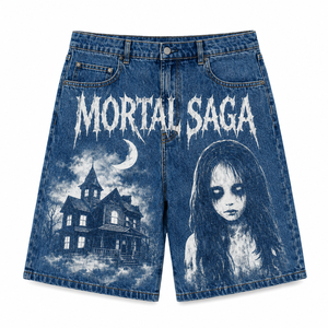 Shorts de mezclilla vintage bordados transpirables de cintura media para mujer, corte regular, estilo casual, material de algodón, cierre de botón para Stone - Product Image 2