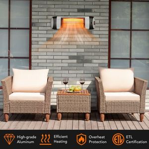 Riscaldatore a Infrarossi da Parete per Patio 1500W con Telecomando - Product Image 4