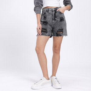 Shorts de Mezclilla Desgastados de Cintura Alta para Mujer, con Dobladillo Deshilachado, Cinco Bolsillos, Estilo Casual, 100% Algodón, Look Urbano - Product Image 3
