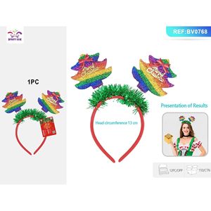 Diadema Navideña con Diseño de Astas de Reno y Brillo Rojo y Verde, Divertida para la Noche de Navidad - Product Image 2