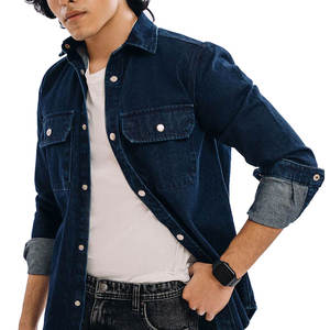 Chemises en jean imprimées style western pour hommes grandes tailles, chemises en coton tricoté à manches longues, chemises de style western pour hommes en gros - Product Image 5