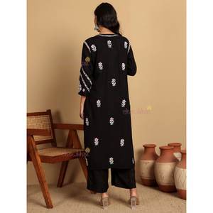 Zainab Premium Modal Chikankari Long Kurti Elegant Silk Indian Dress Modern Pakistani Style <b>Stitching</b> for Daily Wear Festivals - Product Image 3