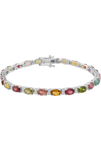 Pulsera de Turmalina Multicolor y Circonita Cúbica en Plata de Ley 92.5 KLSB-20305 - Product Image 4