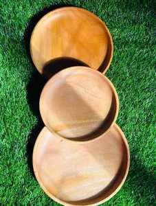 Assiettes en bois pour la cuisine et la salle à manger, assiettes en bois artisanales avec une finition lisse et polie - Product Image 4