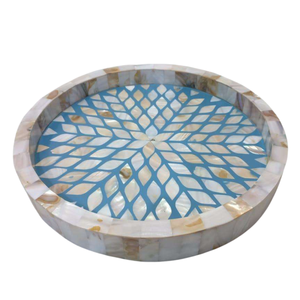 Mother of Pearl Inlay Round Serving Tray | Handmade Wooden Luxury Tray | Arabic Ramadan Eid Home Decor <b>Gift</b> Elegant Kitchen Tray - Product Image 4