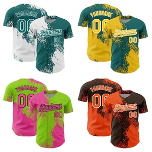 Camisetas de Béisbol Personalizadas con Diseño de Salpicaduras de Tinta, Uniformes Deportivos Personalizados - Product Image 3