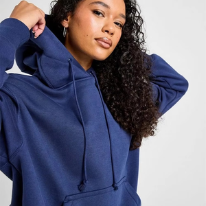 Stylish Winter Women Oversized <b>Tracksuit</b> 100 Percent Cotton Fleece Pullover Hoodie Set Casual Streetwear Navy Blue - Product Image 2