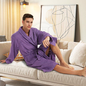 Elegant Finish Men's Bathrobe Terry 100% Cotton Breathable Plush Comfort Premium Everyday Stylish Winter Long Sleeve Home - Product Image 5