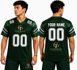 เสื้อฟุตบอลอเมริกันแบบคลาสสิกสำหรับผู้ชาย คอวี แขนยาว ผ้าตาข่ายระบายอากาศ ป้องกันรังสียูวี พิมพ์ลายด้านหน้า - Product Image 1