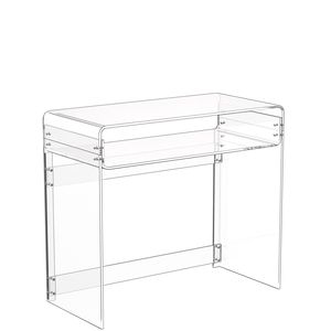 Mesa Auxiliar Moderna Rectangular de Acrílico de 2 Niveles, Transparente, con Estante de Almacenamiento, Mesa de Noche Gruesa y Transparente - Product Image 1