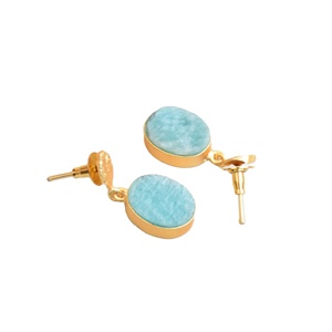 ต่างหูแบบห้อยเดี่ยว ดีไซน์หรูหรา ประดับด้วยพลอยธรรมชาติ ชุบโรเดียม งานฝีมือประณีต คุณภาพเยี่ยม - Product Image 2