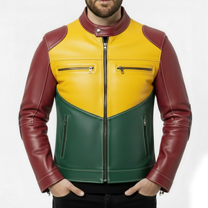 Veste en cuir véritable brodée de diamants, taille US, en cuir d'agneau, édition limitée, veste d'hiver de haute qualité pour hommes - Product Image 1