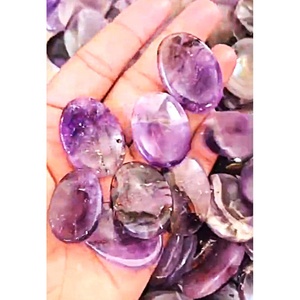 Wholesale Natural Amethyst Crystal Worry Stones Gemstone Agate Crafts Handmade Oval Pocket Feng Shui Stone Therapy Christmas - Product Image 1