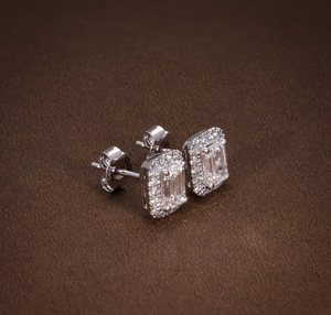 High Quality Lab Grown Diamond <b>Stud</b> Earrings 925 Silver Vintage <b>Emerald</b> Cut IGI Certified Engagement Wedding Party Gift - Product Image 3