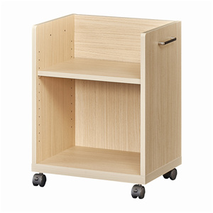 Modern Brown Shirai Storage <b>Cabinet</b> with 2 Shelves <b>Wheels</b> Living Room & Home Office Furniture American Vintage Style Wood - Product Image 3