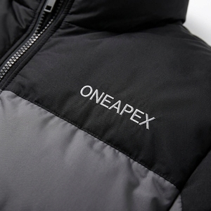 Blouson matelassé pour homme noir et gris, col montant, fermeture éclair, manteau d'hiver chaud, décontracté, streetwear, personnalisable, marque privée - Product Image 6