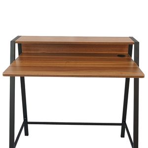 Bureau d'ordinateur à 2 niveaux pour la maison, avec structure en bois robuste, table d'écriture compacte pour petits espaces - XH - Product Image 3