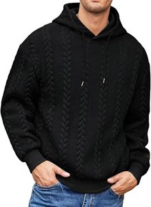 Ensemble de survêtement décontracté pour homme en molleton épais et chaud, 2 pièces, avec sweat à capuche et pantalon de jogging en tricot torsadé pour l'hiver - Product Image 3