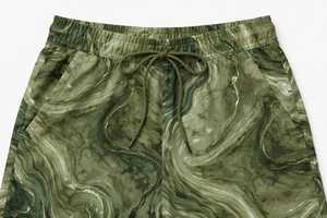 Shorts de bain pour hommes en polyester à taille mi-haute, imprimé marbré, avec cordon de serrage, séchage rapide, style sportif, pour la plage - Product Image 4