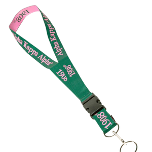 AKA Green & Pink Breakaway <b>Lanyard</b> with Detachable Buckle ID Badge Key Holder Neck Strap Black Pink Green <b>Polyester</b> <b>Lanyard</b> - Product Image 5