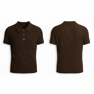 Polo côtelé personnalisé avec logo brodé, manches courtes, coupe ajustée décontractée, mélange de coton respirant, mode estivale, couleur unie - Product Image 2