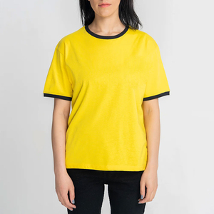 Women's Yellow Crew Neck T-Shirt Loose Fit Short Sleeve Solid Color Casual Jersey Cotton <b>Top</b> Breathable All Seasons Soft Fabric - Product Image 1