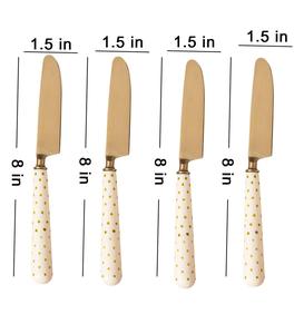 Juego de Cuchillos para Mantequilla de Acero Inoxidable con Mango de Resina, Diseño de Puntos Dorados, Espátula Plana, Ecológico, Ambidiestro, Acabado Pulido, Apto para Lavavajillas - Product Image 3
