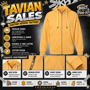 <b>Women's</b> Mustard Yellow Full Zip Hoodie <b>Lightweight</b> Cotton Fleece Casual <b>Sweatshirt</b> with Drawstring Hood and Kangaroo Pockets - Product Image 6