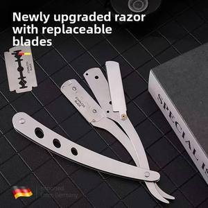 Stylish High-quality Plastic Handle Disposable Straight <b>Razor</b> for Men Safe Perfect Shave Paper-Coated Barber Shaving - Product Image 1