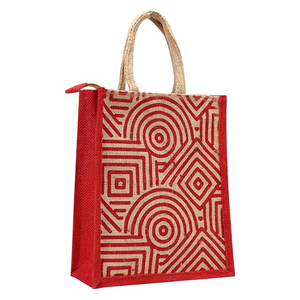 Bolso grande de yute con una bonita bolsa de compras con estampado completo fabricada en India, Bengala Occidental, bolsa de precio asequible - Product Image 1