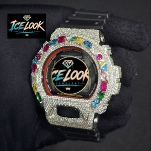 สำหรับ LOOK JEWELERY นาฬิกาเพชรคริสตัลแซฟไฟร์ 46 มม. ดิจิตอลกันกระแทกน้ำ 20BAR นาฬิกาปลุกโครโนกราฟไรน์สโตนเคส - Product Image 4
