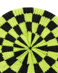 Gorro de Punto Personalizado con Diseño de Tablero de Ajedrez Verde Lima y Negro, Gorro de Invierno Cálido con Borde, Gorro de Punto Acrílico Suave Unisex - Product Image 5