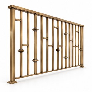 Rampe d'escalier moderne en métal bronze avec balustres linéaires pour villas, hôtels et intérieurs contemporains - Product Image 1