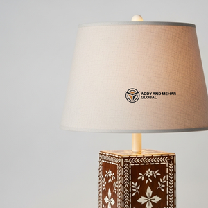 Lanterne de table artisanale en os incrusté avec motif floral, lampe de chevet de luxe en mosaïque, art indien traditionnel, décoration de bureau - Product Image 3
