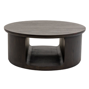 Modern Round Wood Coffee <b>Table</b> with <b>Storage</b> Shelf Living Room Furniture - Product Image 2