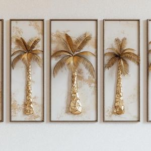 Luxury Golden Palm Tree Shadow Box Wall Art 3D <b>Tropical</b> Tree Box Frame <b>Decorative</b> Metallic Wall Sculpture For Hotel Home Office - Product Image 1